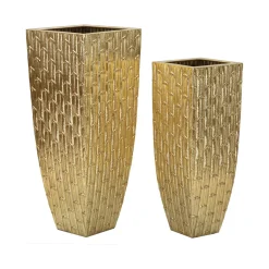 Set di 2 vasi Tirreni, 40x40 h99 cm, Oro