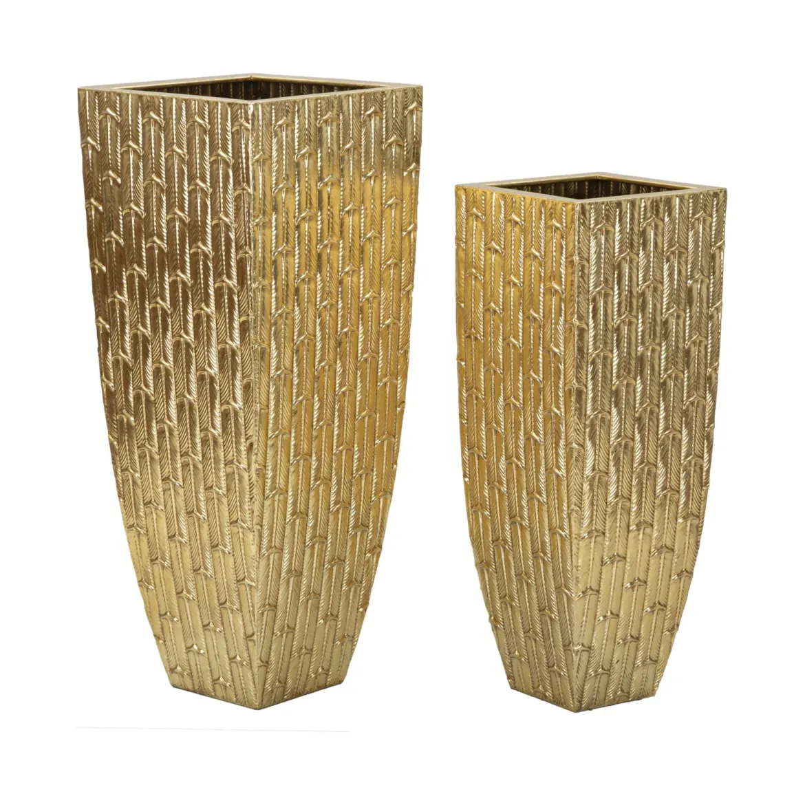 Set di 2 vasi Tirreni, 40x40 h99 cm, Oro