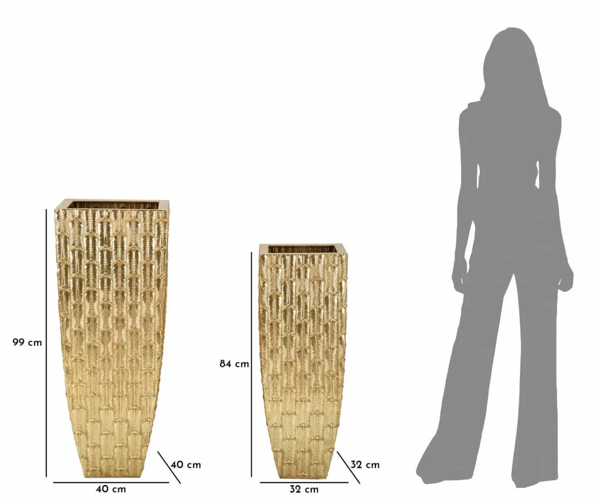 Set di 2 vasi Tirreni, 40x40 h99 cm, Oro