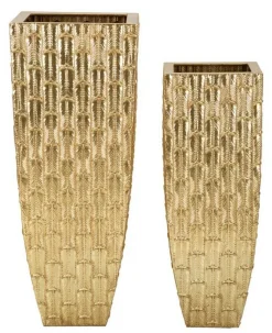 Set di 2 vasi Tirreni, 40x40 h99 cm, Oro