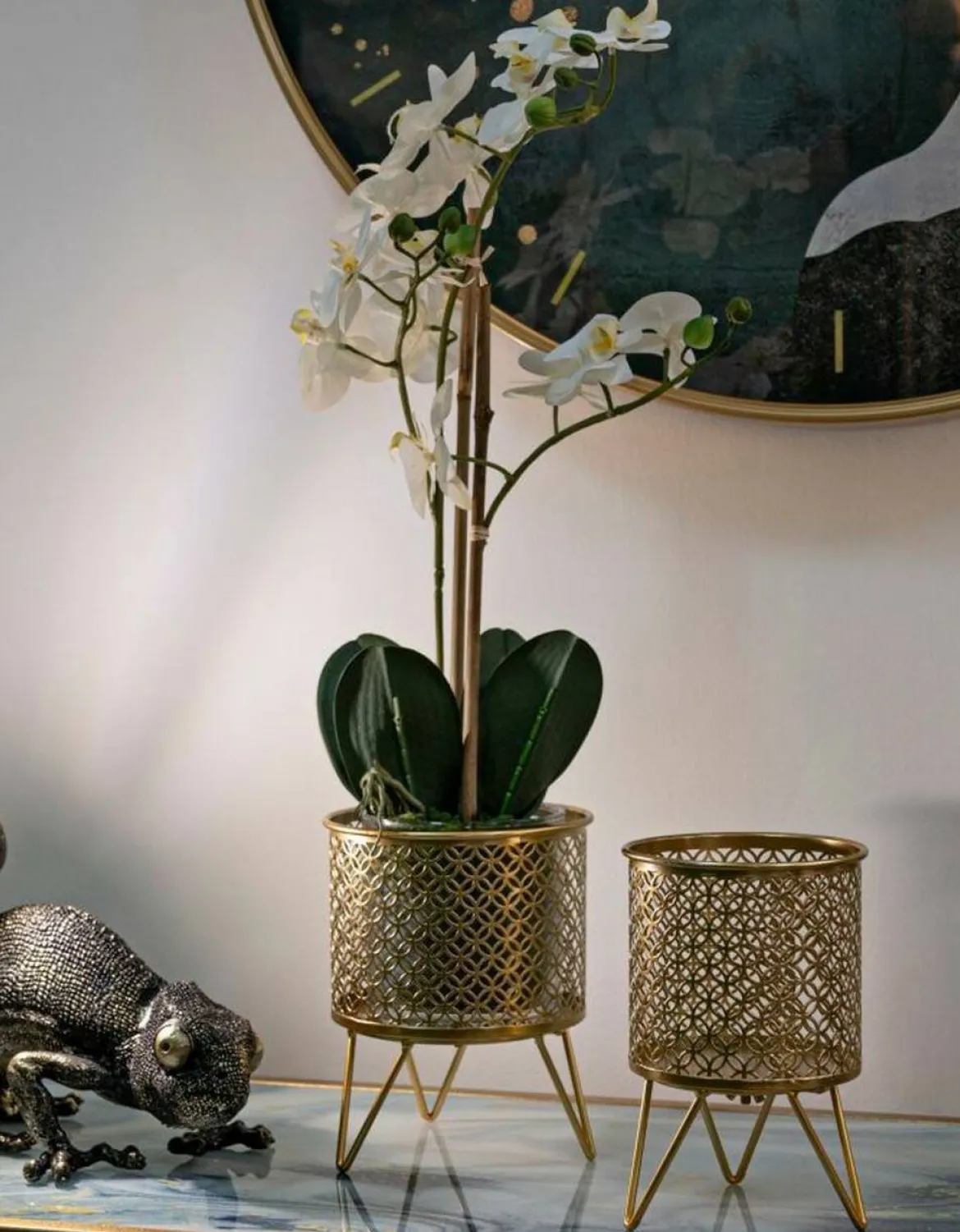 Set di 2 vasi Vif, 16x16 h20 cm, Oro