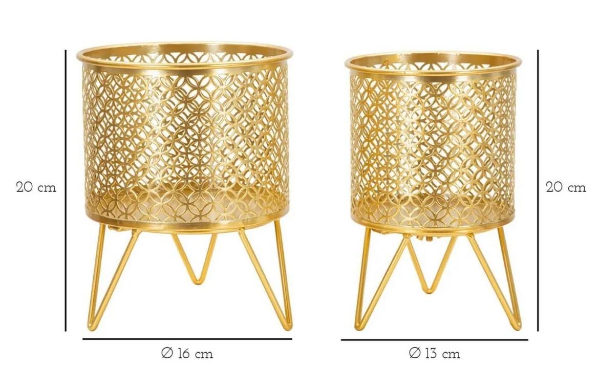 Set di 2 vasi Vif, 16x16 h20 cm, Oro