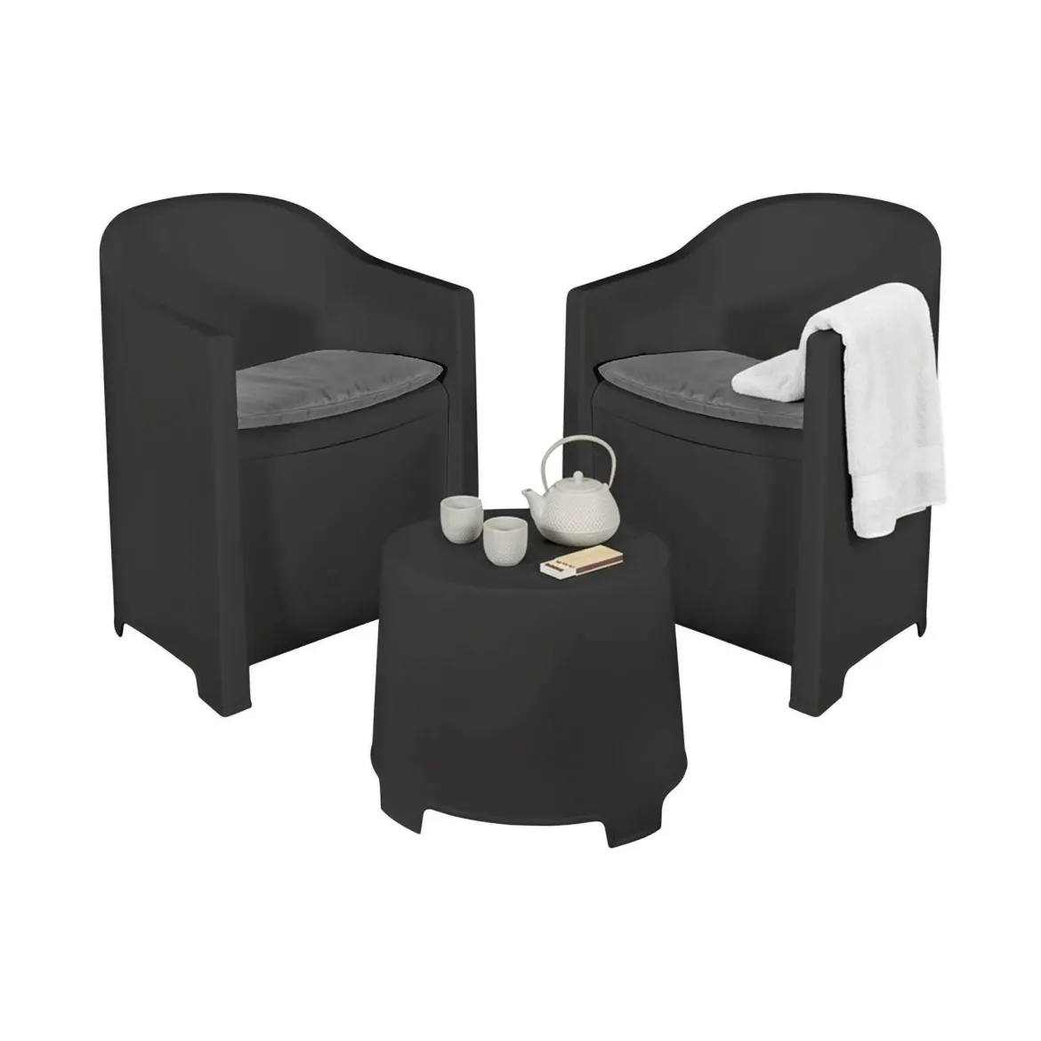 Set giardino economico 2 poltrone effetto liscio antracite - Artax