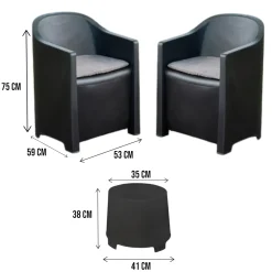 Set giardino economico 2 poltrone effetto liscio antracite - Artax