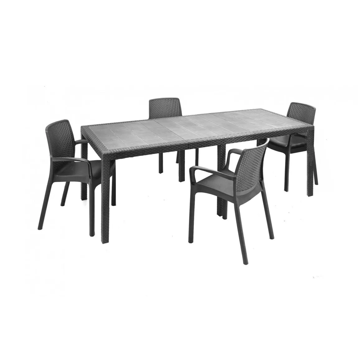 Set giardino tavolo estensibile10 posti e 4 sedie antracite - Cortanze