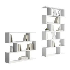 Set Libreria Bianco Modulabile 9 Ripiani, Installazione a Muro - Jesolo