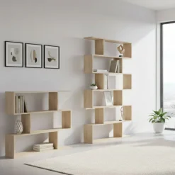 Set Libreria Marrone Rovere 9 Ripiani Modulabile, Installazione a Muro - Jesolo