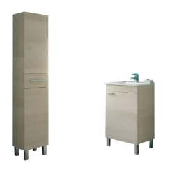 Set Mobili Bagno Marrone Rovere un Cassetto 3 Ripiani, 3 Ante - Trivento