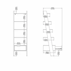 Set Mobili da Soggiorno Bianco Marrone Rovere Nodi Cassetti Modulabile, 5 Ripiani - Walla