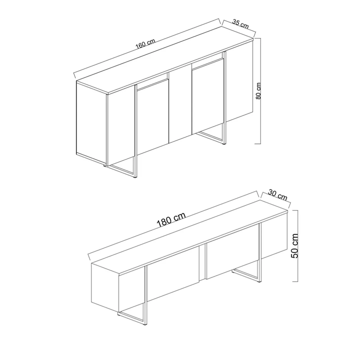 Set Mobili da Soggiorno Bianco Nero Modulabile 4 Ripiani, 10 Vani - Pignano