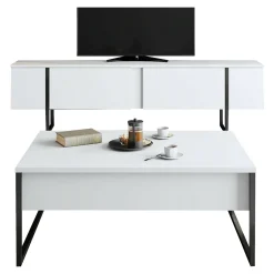 Set Mobili da Soggiorno Bianco Nero Modulabile Apertura a Ribalta, 2 Vani - Mornasco