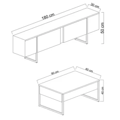 Set Mobili da Soggiorno Bianco Nero Modulabile Apertura a Ribalta, 2 Vani - Mornasco