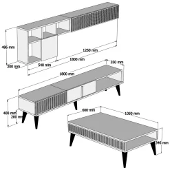 Set Mobili da Soggiorno Marrone Noce Bianco Modulabile 7 Ripiani, Un'anta - Mazzano