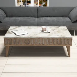 Set Mobili da Soggiorno Marrone Noce Bianco Modulabile 7 Ripiani, Un'anta - Mazzano