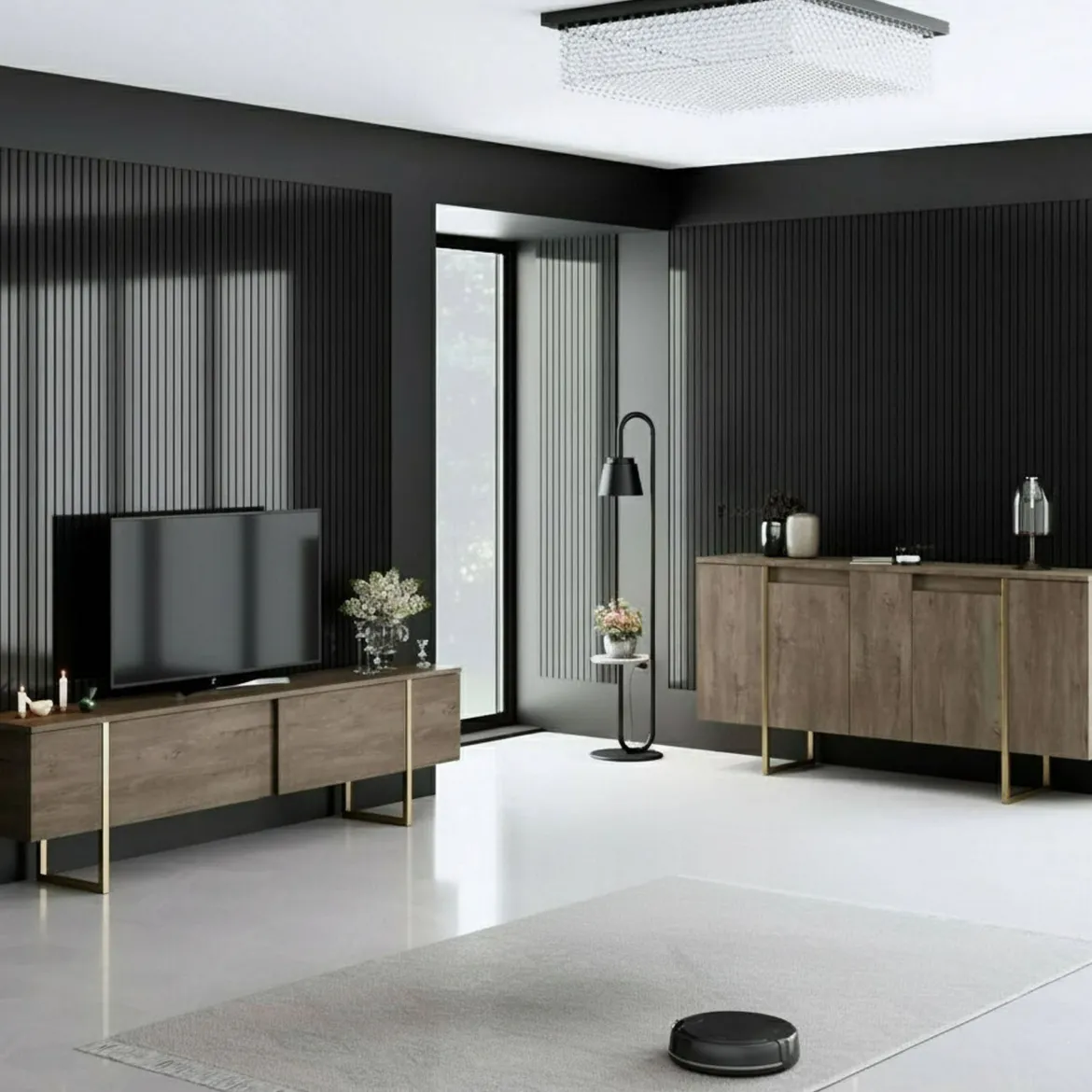 Set Mobili da Soggiorno Marrone Noce oro Modulabile 4 Ripiani, Apertura Battente, a Ribalta - Pignano