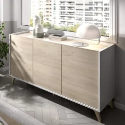 Set Mobili da Soggiorno Marrone Rovere Bianco Cassetti Modulabile, 5 Ripiani - Sutter