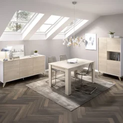Set Mobili da Soggiorno Marrone Rovere Bianco Cassetti Modulabile, 7 Ripiani - Tifton