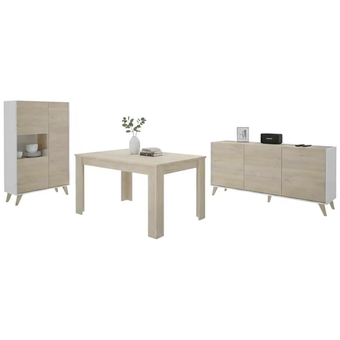 Set Mobili da Soggiorno Marrone Rovere Bianco Modulabile 8 Ripiani, 6 Ante - Leverano