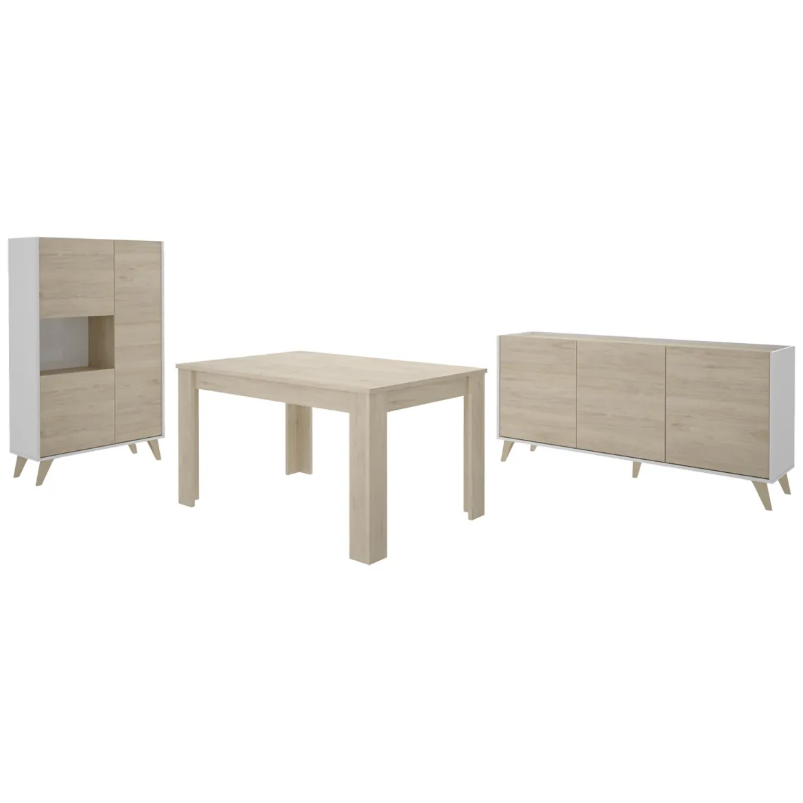 Set Mobili da Soggiorno Marrone Rovere Bianco Modulabile 8 Ripiani, 6 Ante - Leverano