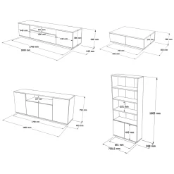 Set Mobili da Soggiorno Marrone Rovere Nodi Bianco Modulabile 11 Ripiani, 11 Ante - Stienta