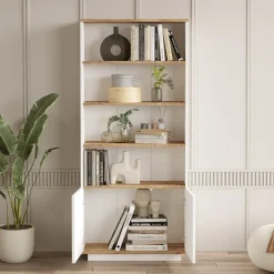Set Mobili da Soggiorno Marrone Rovere Nodi Bianco Modulabile 11 Ripiani, 11 Ante - Stienta