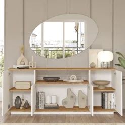 Set Mobili da Soggiorno Marrone Rovere Nodi Bianco Modulabile 11 Ripiani, 11 Ante - Stienta