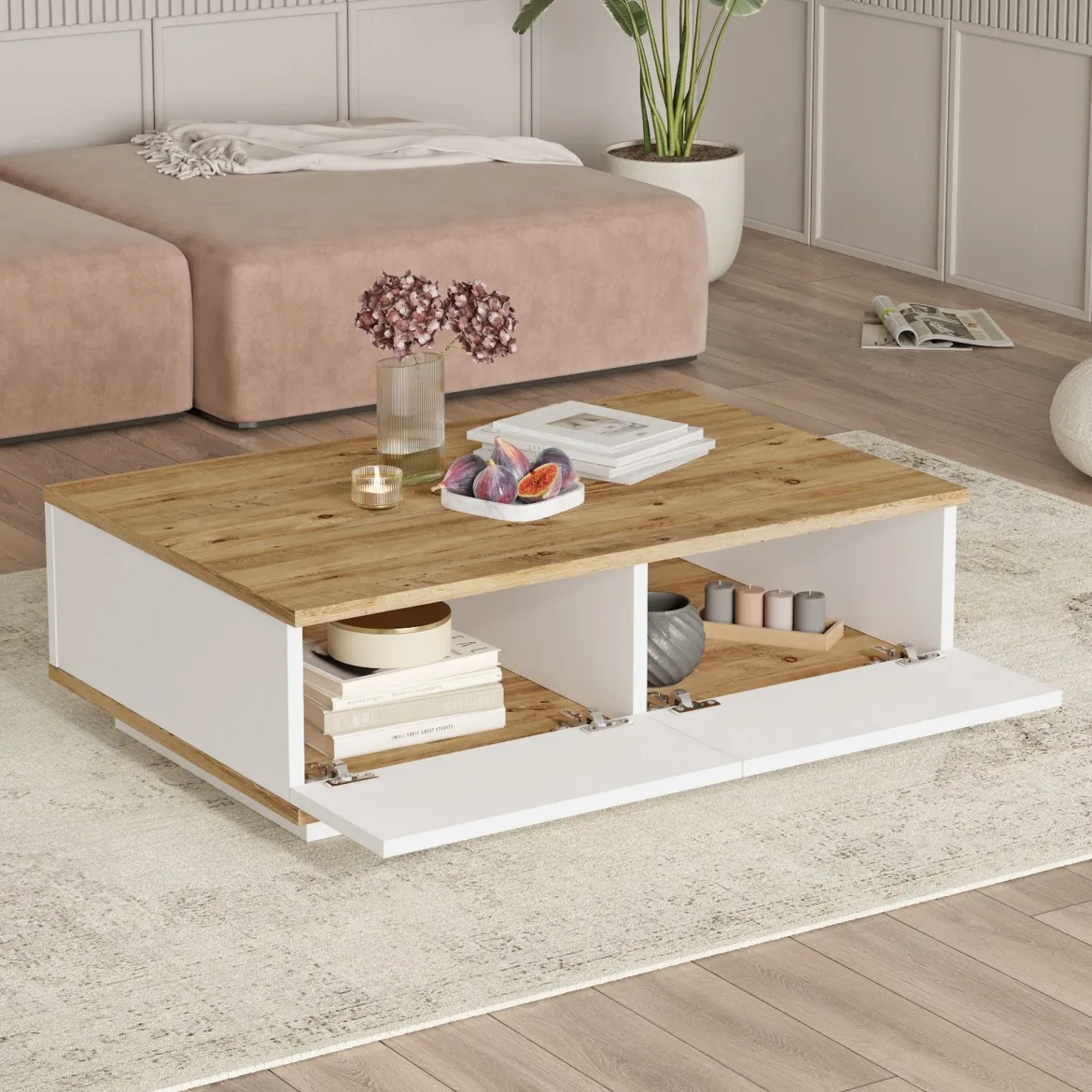 Set Mobili da Soggiorno Marrone Rovere Nodi Bianco Modulabile 11 Ripiani, 11 Ante - Stienta
