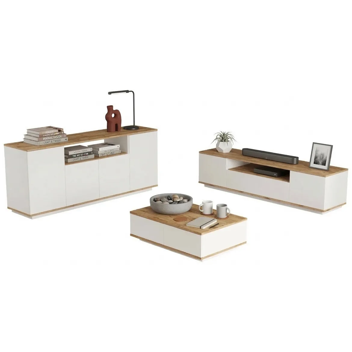 Set Mobili da Soggiorno Marrone Rovere Nodi Nero Antracite Modulabile 15 Ripiani, 6 Ante - Foza