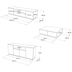 Set Mobili da Soggiorno Marrone Rovere Nodi Nero Antracite Modulabile 15 Ripiani, 6 Ante - Foza
