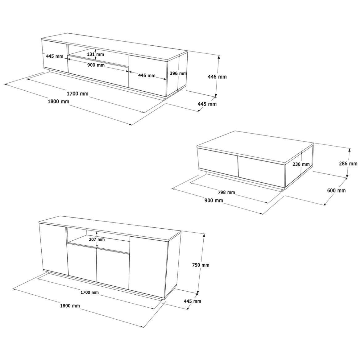 Set Mobili da Soggiorno Marrone Rovere Nodi Nero Antracite Modulabile 15 Ripiani, 6 Ante - Foza
