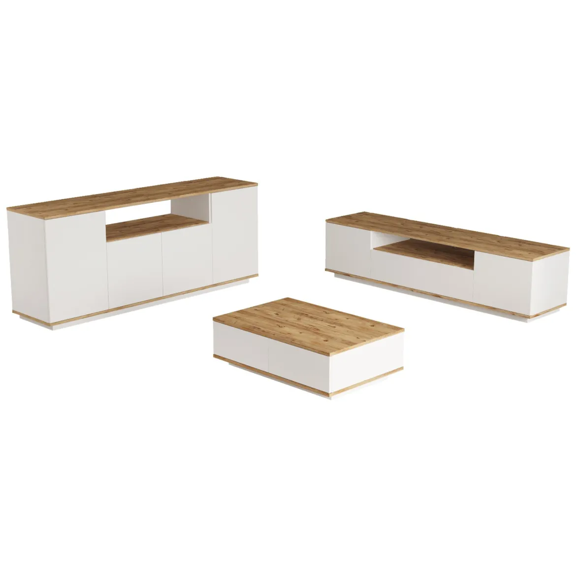 Set Mobili da Soggiorno Marrone Rovere Nodi Nero Antracite Modulabile 15 Ripiani, 6 Ante - Foza