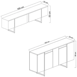 Set Mobili da Soggiorno Nero Antracite Modulabile Apertura a Ribalta, 2 Ante - Mornasco
