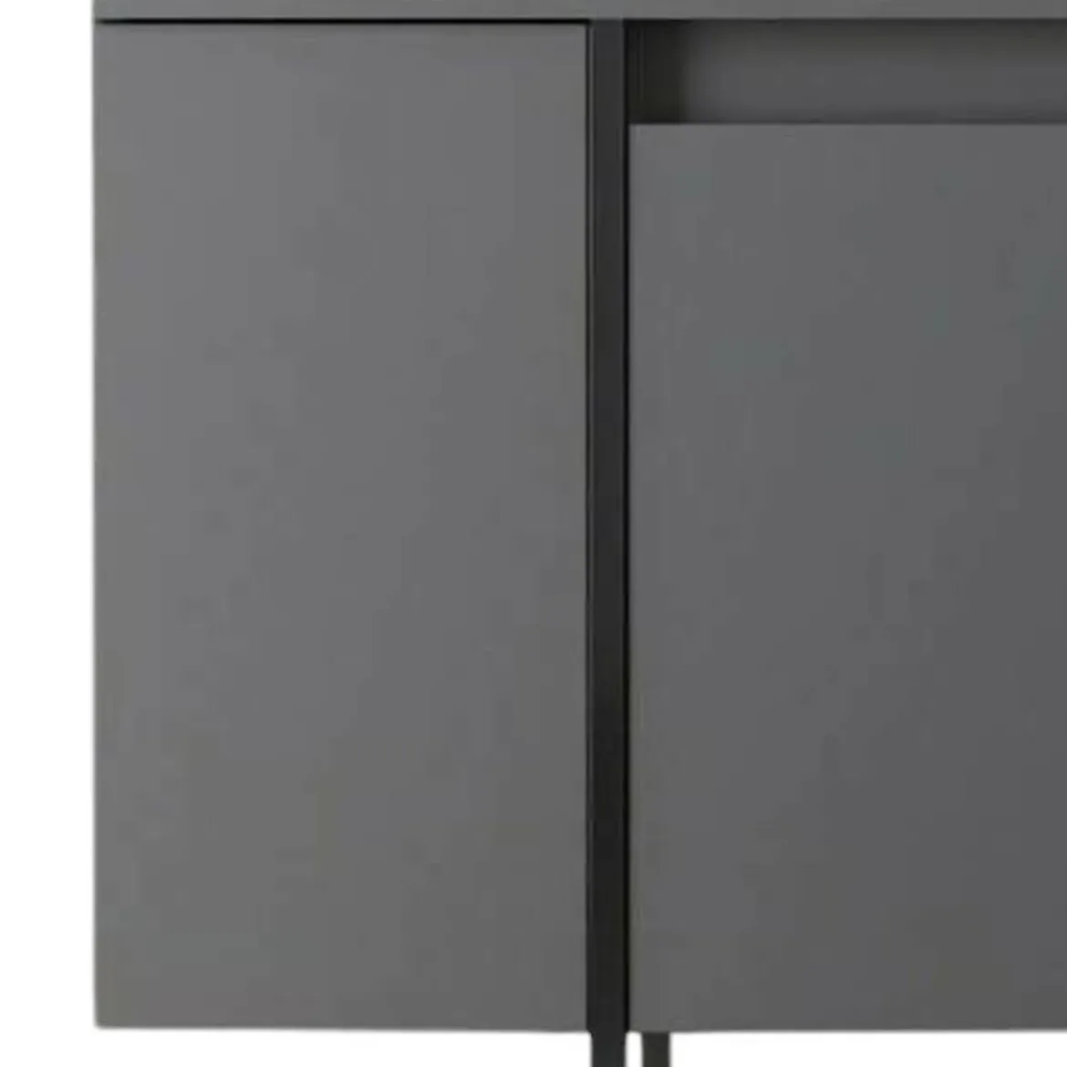 Set Mobili da Soggiorno Nero Antracite Modulabile Apertura a Ribalta, 2 Ante - Mornasco