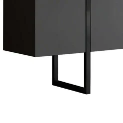 Set Mobili da Soggiorno Nero Antracite Modulabile Apertura a Ribalta, 2 Ante - Mornasco