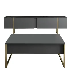 Set Mobili da Soggiorno Nero Antracite oro Modulabile 4 Ripiani, Apertura Battente, a Ribalta - Pignano