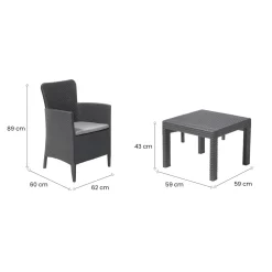 Set salotto balcone 2 poltrone antracite - Brooks