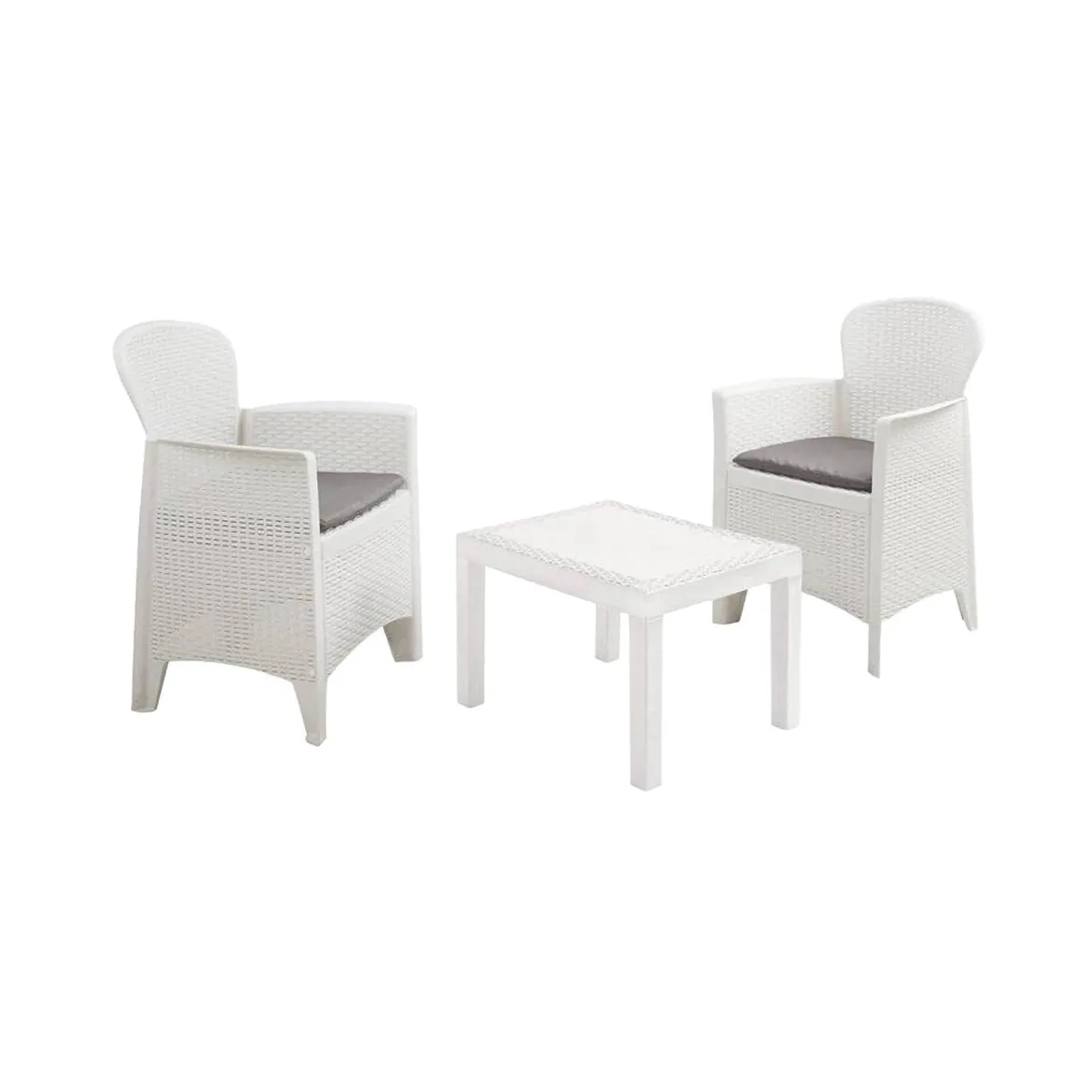 Set salotto cortile economico 2 posti e 1 tavolo bianco - Aneta