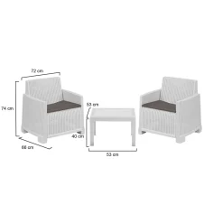 Set Salotto da Esterno Bianco 2 Posti un Tavolino, Cuscini Inclusi - Rosta