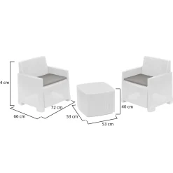 Set Salotto da Esterno Bianco 2 Posti un Tavolino, Made in Italy - Artax