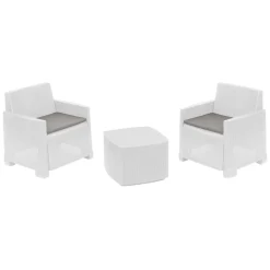 Set Salotto da Esterno Bianco 2 Posti un Tavolino, Made in Italy - Artax