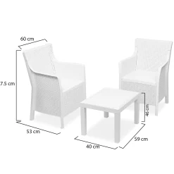 Set Salotto da Esterno Bianco 2 Posti un Tavolino, Made in Italy - Ben