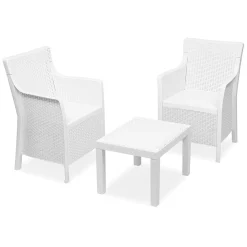 Set Salotto da Esterno Bianco 2 Posti un Tavolino, Made in Italy - Ben