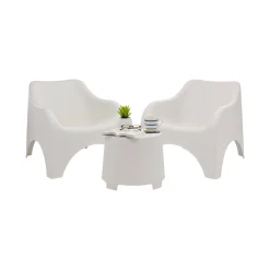 Set Salotto da Esterno Bianco 2 Posti un Tavolino, set da Campeggio Bistrot Made in Italy - Lithia