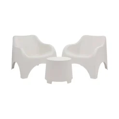 Set Salotto da Esterno Bianco 2 Posti un Tavolino, set da Campeggio Bistrot Made in Italy - Lithia