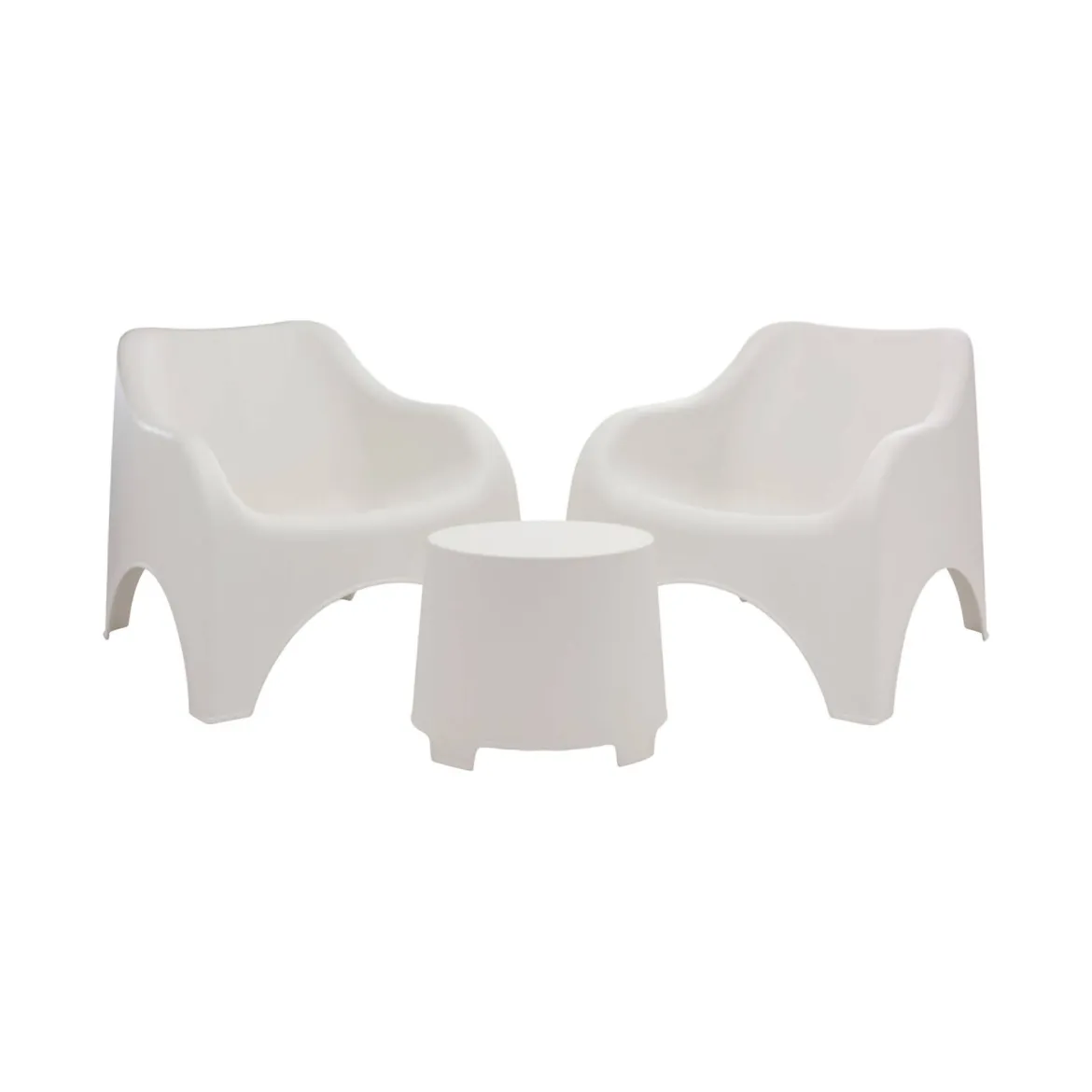Set Salotto da Esterno Bianco 2 Posti un Tavolino, set da Campeggio Bistrot Made in Italy - Lithia