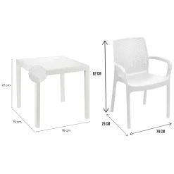Set Salotto da Esterno Bianco 4 Posti un Tavolino, Impermeabile Idrorepellente Made in Italy - Mataga