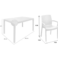 Set Salotto da Esterno Bianco 6 Posti un Tavolino, Impermeabile Idrorepellente Made in Italy - Matarene