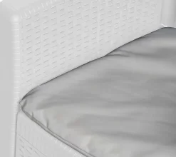Set Salotto da Esterno Bianco Bianco Salottino 4 Posti, Tavolo 10 Posti Posti un Tavolino, Impermeabile Idrorepellente Made in Italy - Domaso