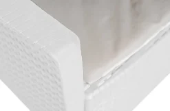 Set Salotto da Esterno Bianco Bianco Salottino 4 Posti, Tavolo 10 Posti Posti un Tavolino, Impermeabile Idrorepellente Made in Italy - Domaso