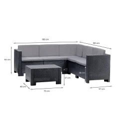 Set salotto da esterno Camerota, Made in Italy, Antracite